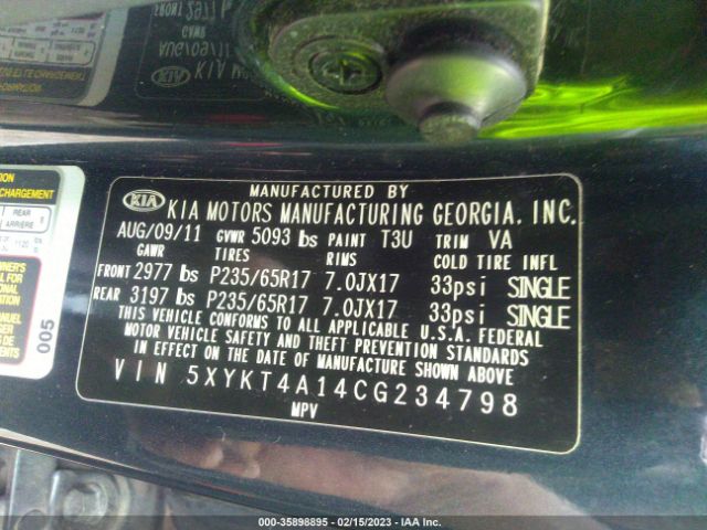 5XYKT4A14CG234798 KIA SORENTO LX