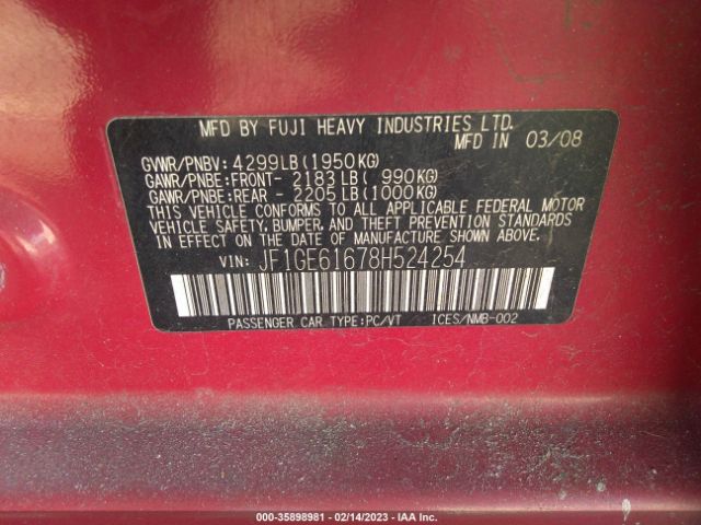 JF1GE61678H524254 Subaru Impreza Sedan I