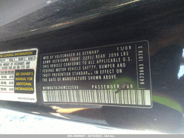 WVWBA7AJ9AW222590 Volkswagen Golf