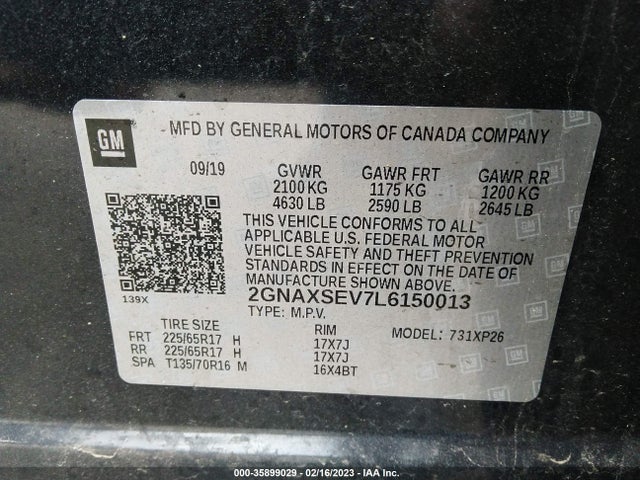 Chevrolet EQUINOX LS 2020 2GNAXSEV7L6150013 Image 10