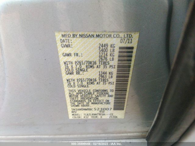 5N1AN0NW8BC523007 Nissan Xterra S