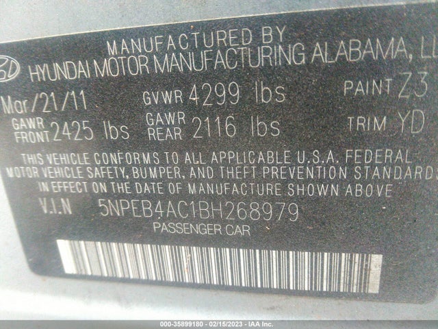 Hyundai SONATA GLS 2011 5NPEB4AC1BH268979 Image 10