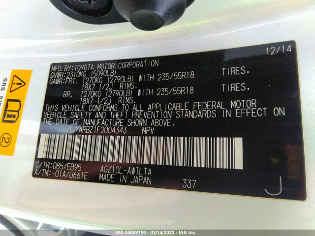 JTJYARBZ1F2004343 Lexus NX 200T