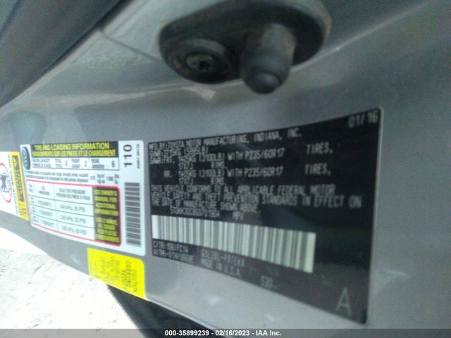 2016 Toyota Sienna, VIN: 5TDKK3DC8GS701904