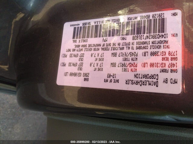 Dodge Durango St 2004 1D4HD38K24F131838 Image 11