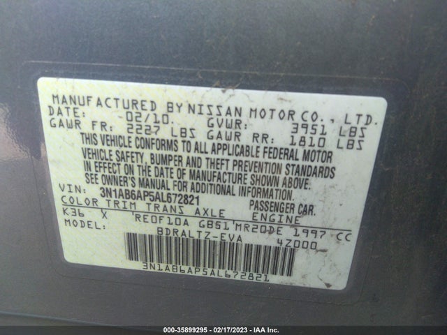 2010 NISSAN SENTRA 2.0 S VIN: 3N1AB6AP5AL672821