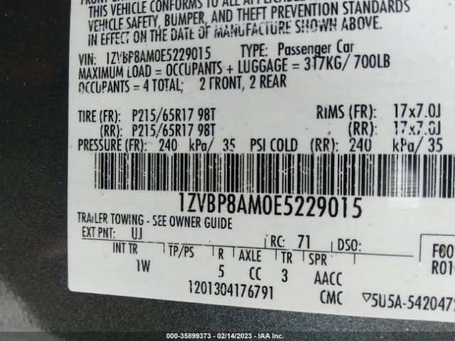1ZVBP8AM0E5229015 Ford Mustang V6