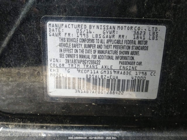 Nissan SENTRA S 2016 3N1AB7AP8GY288422 Image 10