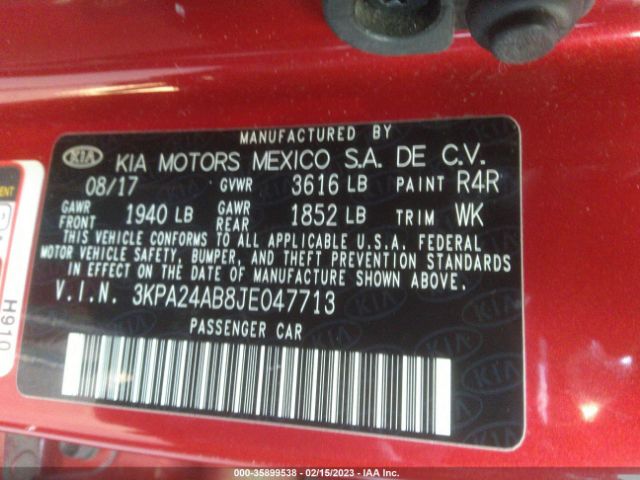 3KPA24AB8JE047713 KIA RIO S