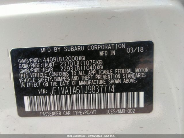 JF1VA1A61J9837774 Subaru WRX