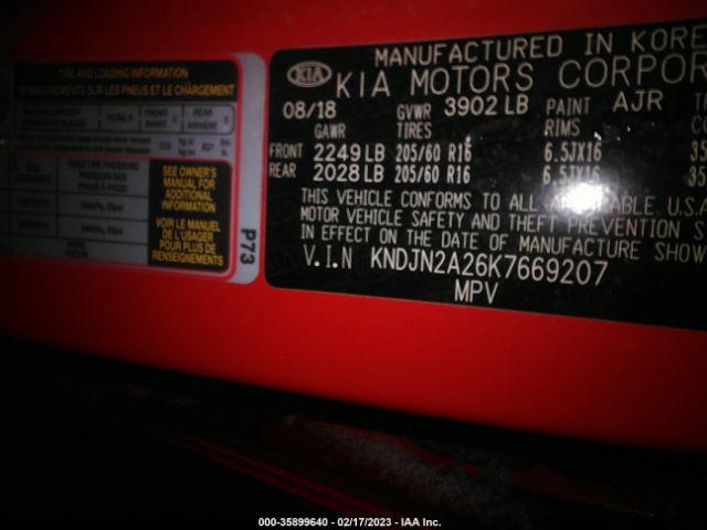 KNDJN2A26K7669207 KIA Soul Base