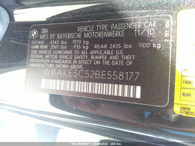 BMW 3 Series 328i 2011 WBAKE3C52BE558177 Image 4