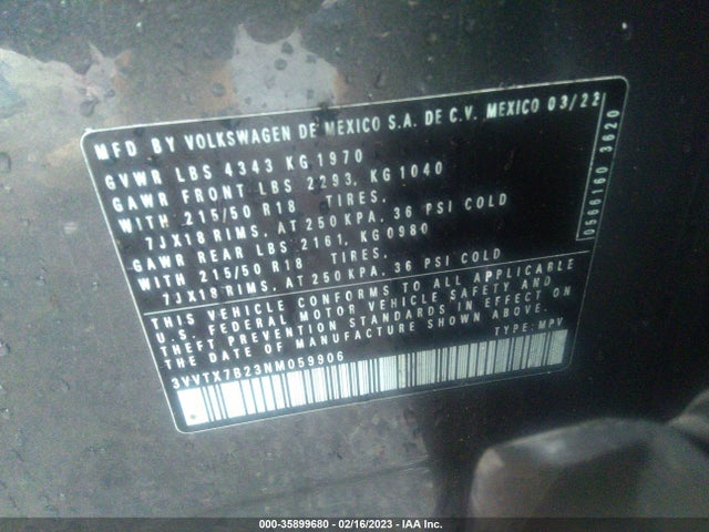 Volkswagen TAOS SE 2022 3VVTX7B23NM059906 Image 11