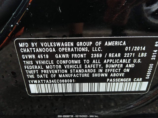 Volkswagen Passat Wolfsburg Ed 2014 1VWAT7A34EC068091 Image 9