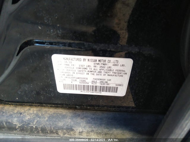 2010 INFINITI EX35 JOURNEY VIN: JN1AJ0HP2AM702532