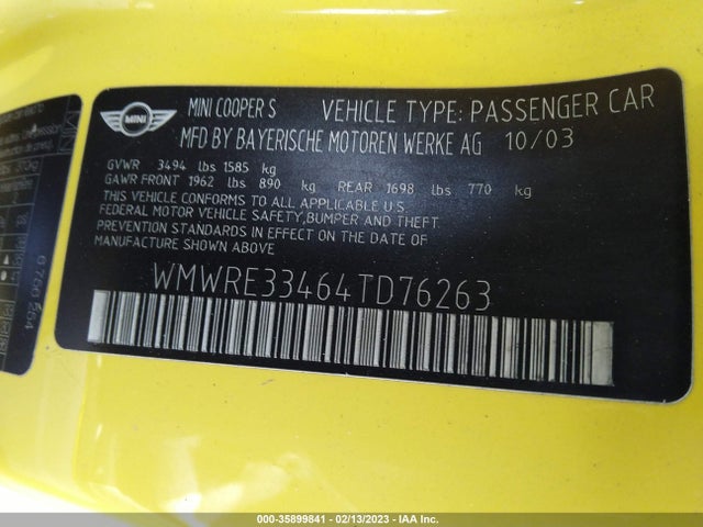 WMWRE33464TD76263 Mini Cooper Hardtop S