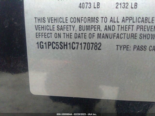 2012 CHEVROLET CRUZE LS VIN: 1G1PC5SH1C7170782