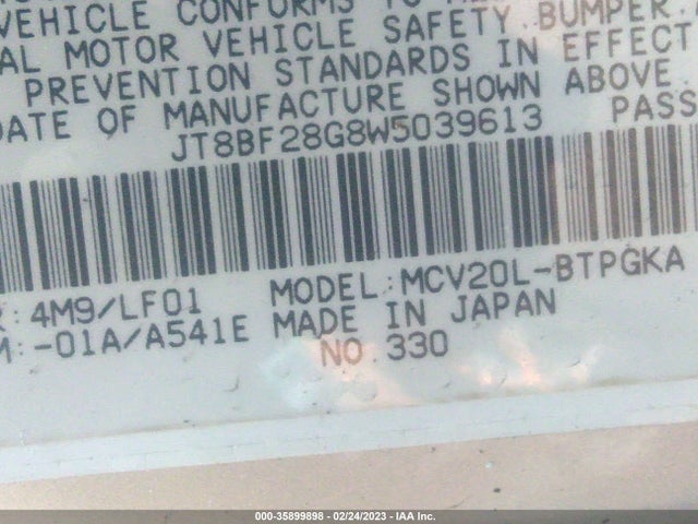 JT8BF28G8W5039613 Lexus ES 300 LUXURY SPORT SDN