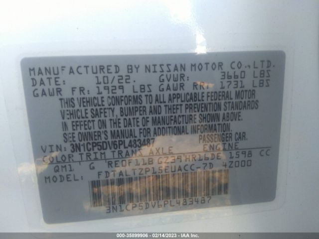 3N1CP5DV6PL483487 Nissan KICKS SR