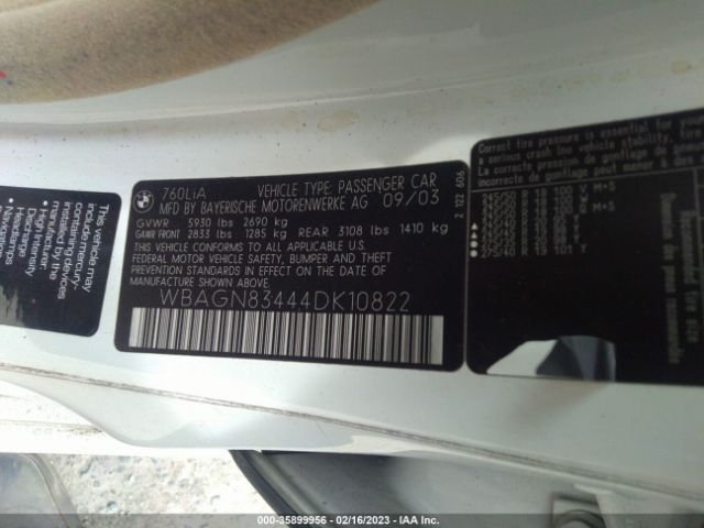 WBAGN83444DK10822 BMW 7 Series 760li