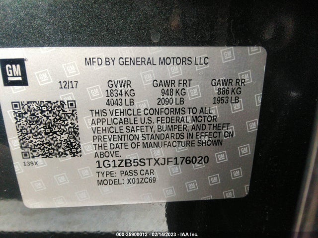 Chevrolet MALIBU LS 2018 1G1ZB5STXJF176020 Image 11