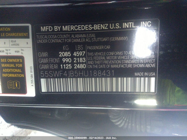 55SWF4JB5HU188431 Mercedes-Benz C-class C 300