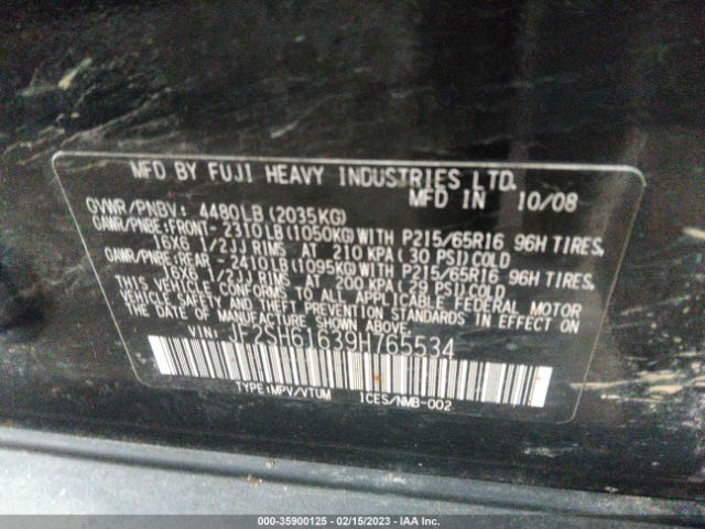 JF2SH61639H765534 Subaru FORESTER X