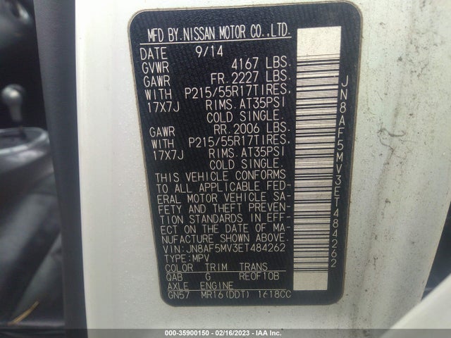 2014 NISSAN JUKE SL VIN: JN8AF5MV3ET484262
