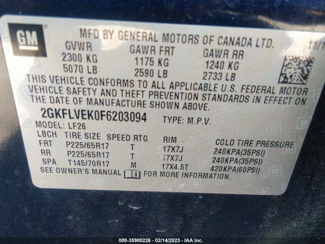 2015 GMC Terrain, VIN: 2GKFLVEK0F6203094
