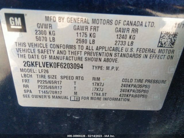 2GKFLVEK0F6203094 GMC Terrain Sle