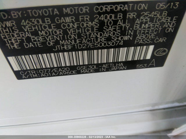 Lexus IS 250 2014 JTHBF1D27E5003074 Image 11
