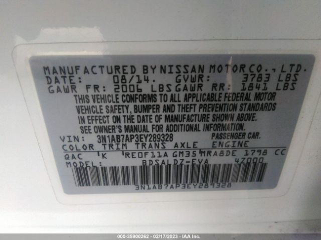3N1AB7AP3EY289328 Nissan SENTRA SV