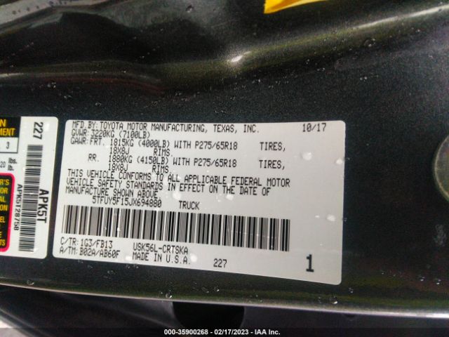 5TFUY5F15JX694880 Toyota Tundra 4wd Sr/sr5/limited