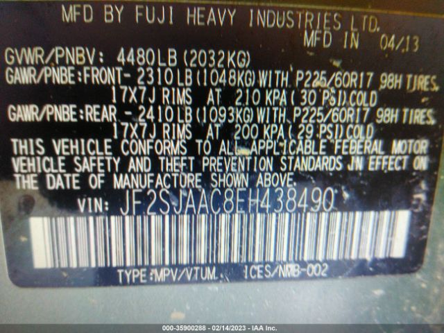 JF2SJAAC8EH438490 Subaru Forester 2.5i