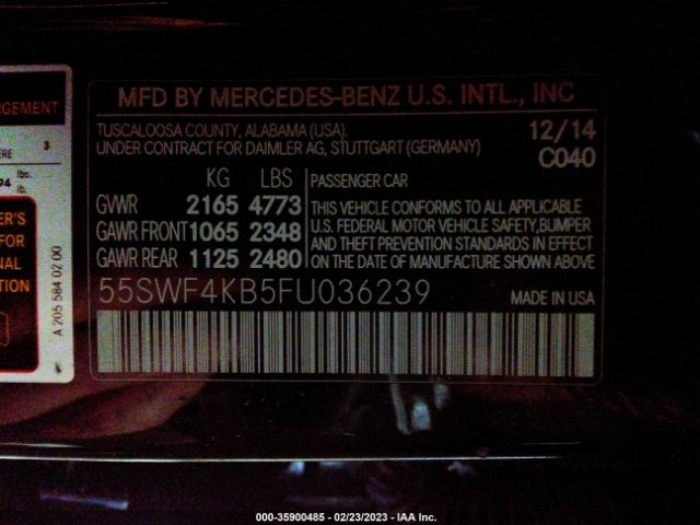 55SWF4KB5FU036239 Mercedes-Benz C-class C 300