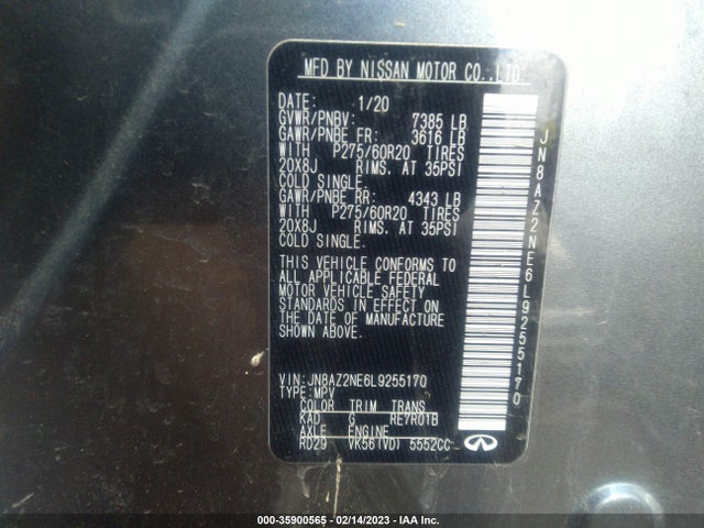 2020 Infiniti QX80, VIN: JN8AZ2NE6L9255170