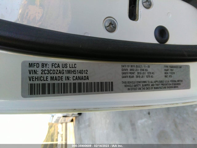 Dodge Challenger Sxt 2021 2C3CDZAG1MH514012 Image 10