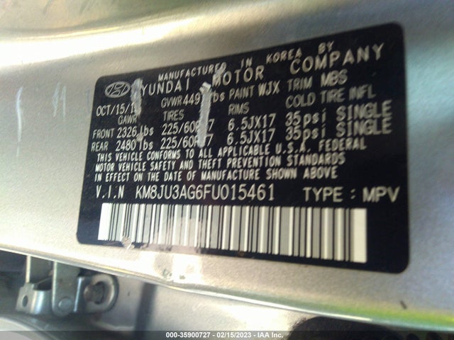 Hyundai TUCSON SE 2015 KM8JU3AG6FU015461 Image 10