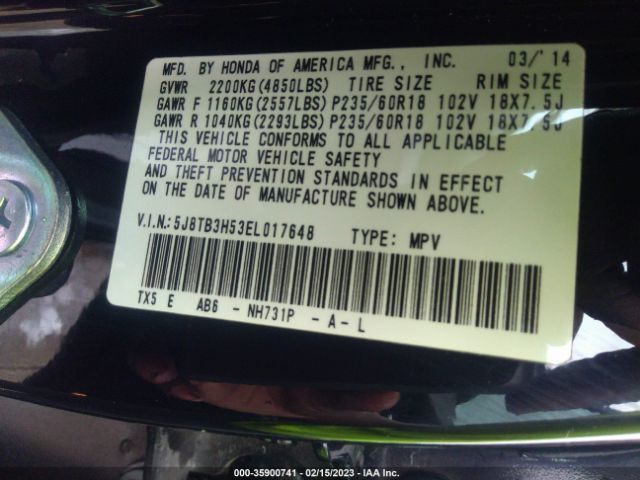 5J8TB3H53EL017648 Acura Rdx Tech Pkg