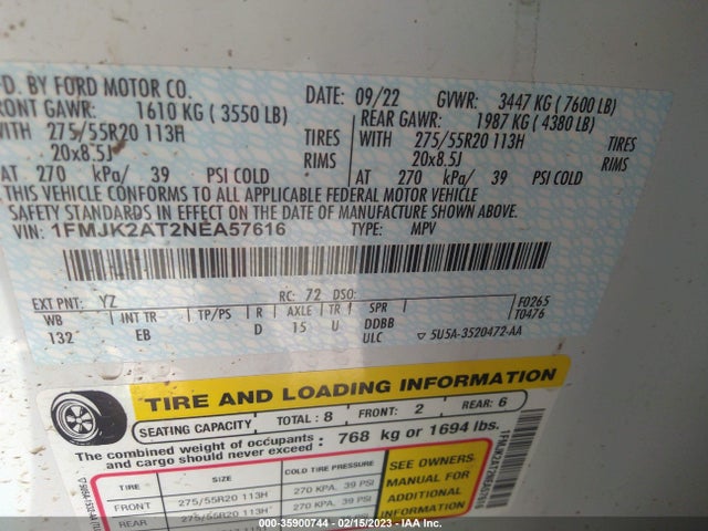 2022 Ford Expedition, VIN: 1FMJK2AT2NEA57616