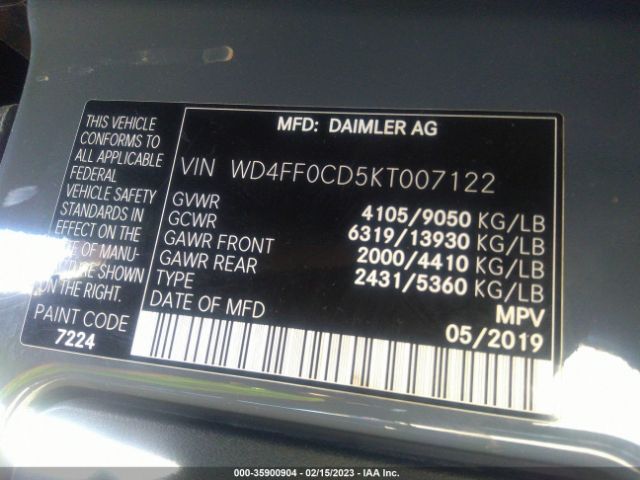 WD4FF0CD5KT007122 Mercedes-Benz SPRINTER VAN
