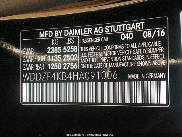 2017 Mercedes-Benz E-Class, VIN: WDDZF4KB4HA091006