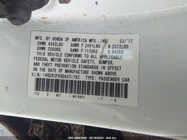 2013 HONDA ACCORD SDN EX-L VIN: 1HGCR3F89DA031783