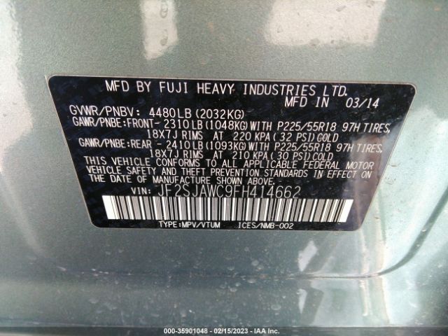 JF2SJAWC9FH414662 Subaru Forester 2.5i Touring