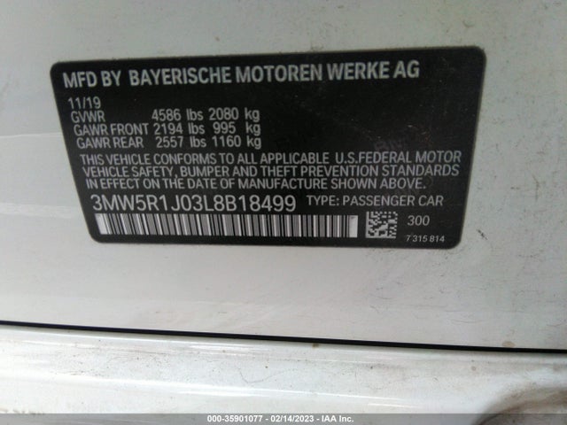 BMW 3 Series 330i 2020 3MW5R1J03L8B18499 Image 11