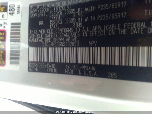 2022 Toyota Sienna, VIN: 5TDJRKEC6NS102853