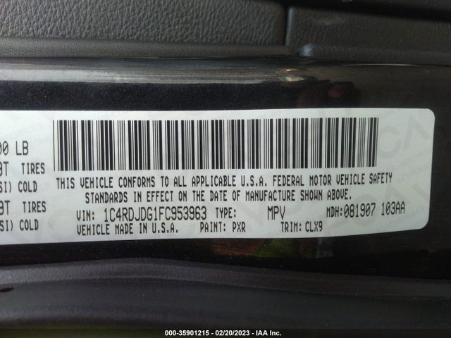 Dodge DURANGO LIMITED 2015 1C4RDJDG1FC953963 Image 9