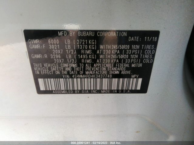 4S4WMARD4K3437748 Subaru Ascent Touring