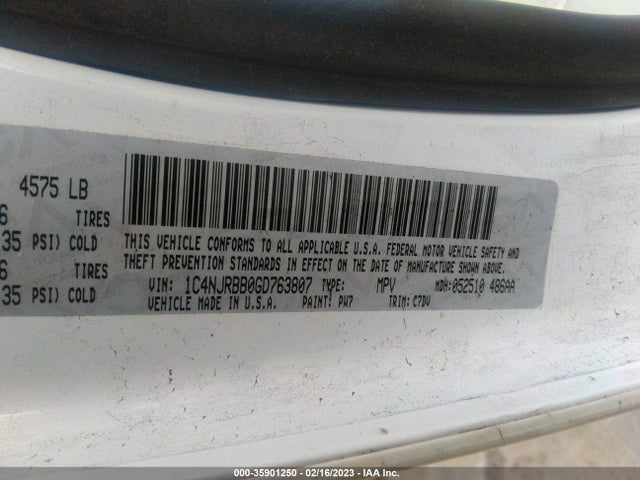 1C4NJRBB0GD763807 Jeep Patriot Sport