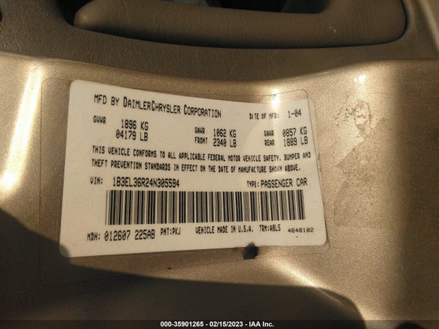 Dodge Stratus Se 2004 1B3EL36R24N305594 Image 11